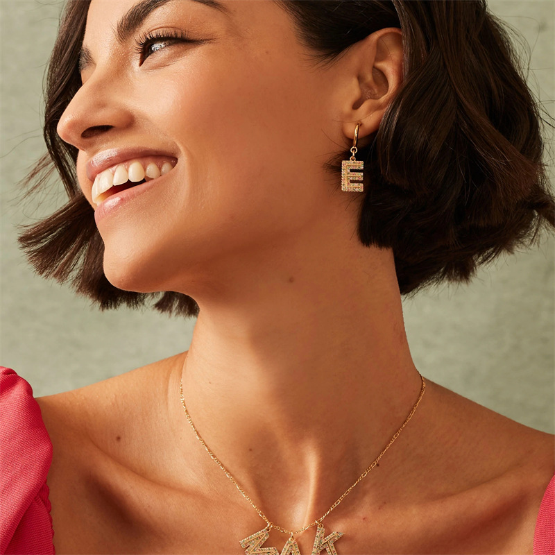 925 Sterling Silver Zircon Letter display picture 3