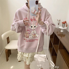 031慵懒风圆领卫衣女秋季新款薄款宽松韩版oversize女式上衣bf外
