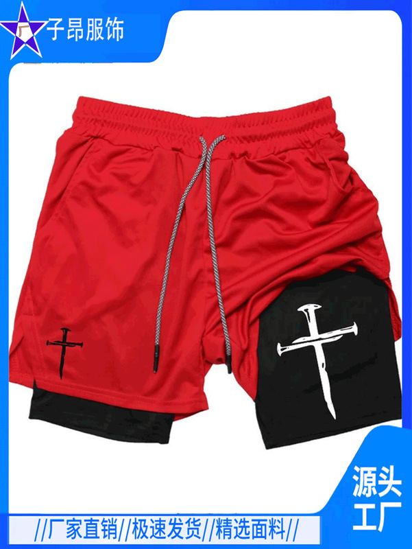 Dragon Ball Series Ghost Face Shorts Summer Printed Double Layer Two-In-One Men's Basketball Running Casual Home Sports Shorts