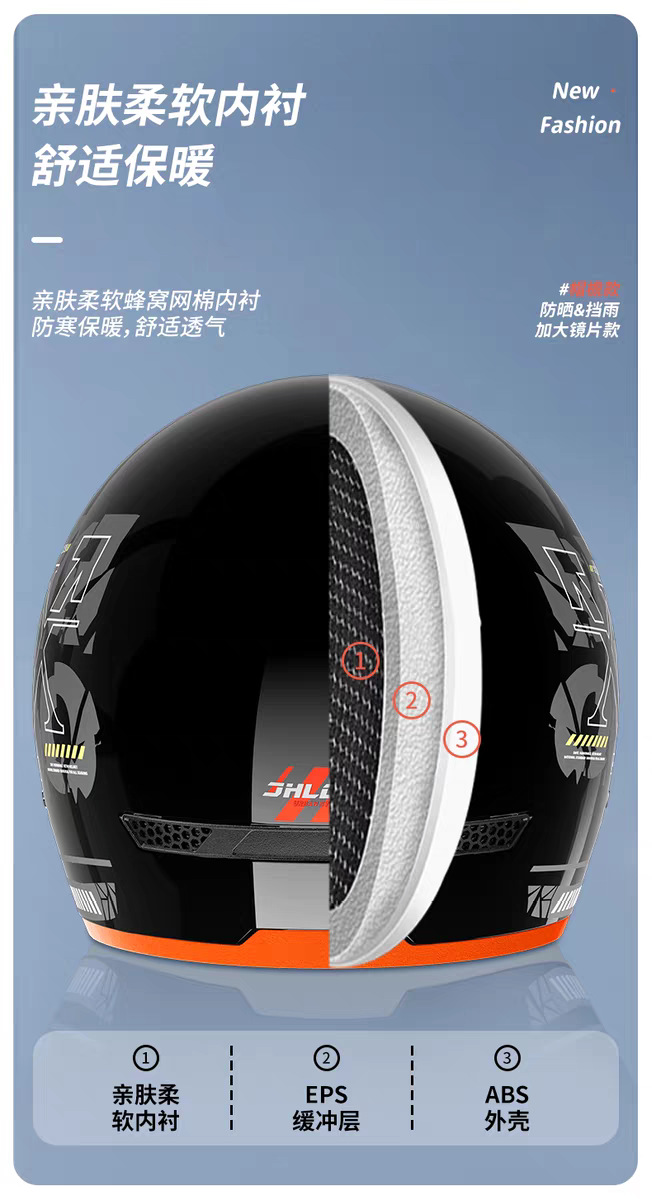 3C Certified Electric Motorcycle Helmet Push-Type Men's and Women's All-Season Half Helmet Winter Warm Cycling Helmet