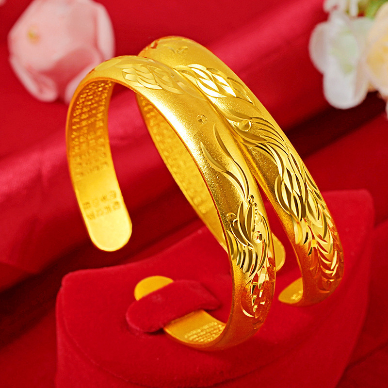 Dragon and Phoenix Pearl Heart Sutra Bracelet Brass Matte Bracelet Wedding Celebration Bracelet Bride's Mother Manufacturer Wholesale Dragon and Phoenix Pearl Heart Sutra Bracelet Brass Matte Bracelet Wedding Celebration Bracelet Bride's Mother Manufacturer Wholesale