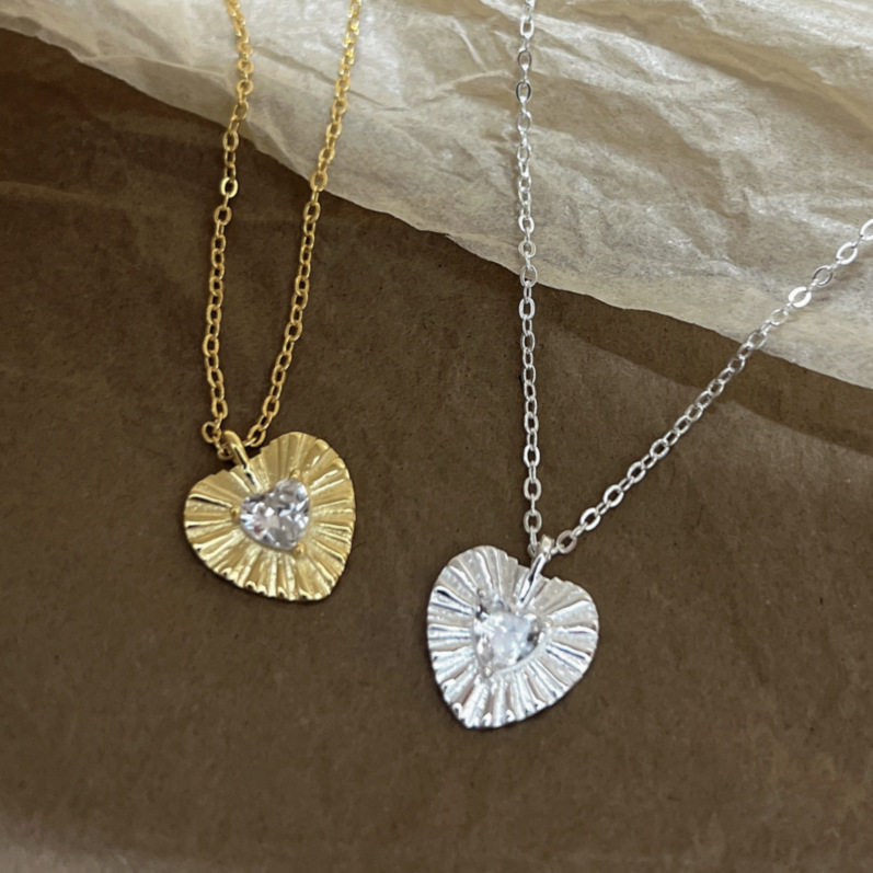 Holiday, Daily, Date Occasion 925 Sterling Silver Material 925 Sterling Silver Zircon Plating Inlay Heart Shape Pendant Necklace