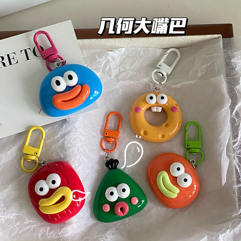 Geometric Big Mouth Keychain Cute and Funny Backpack Pendant Couple and Best Friend Gift Resin Creative Small Ornament
