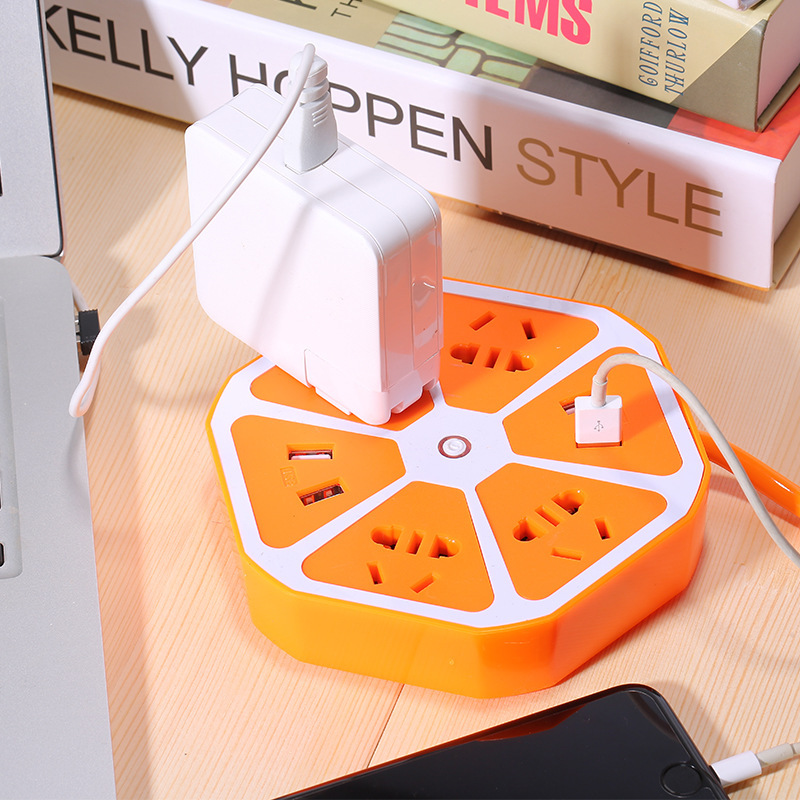4USB caja de regalo de color recargable comercio exterior exportación creativa nueva recarga hexagonal zócalo de fruta disco