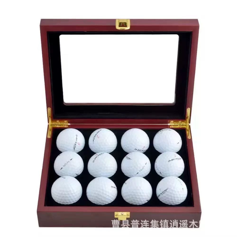 木质创意欧美高尔夫球收纳盒斜面梯形带钉位盒球类实木礼品展示盒