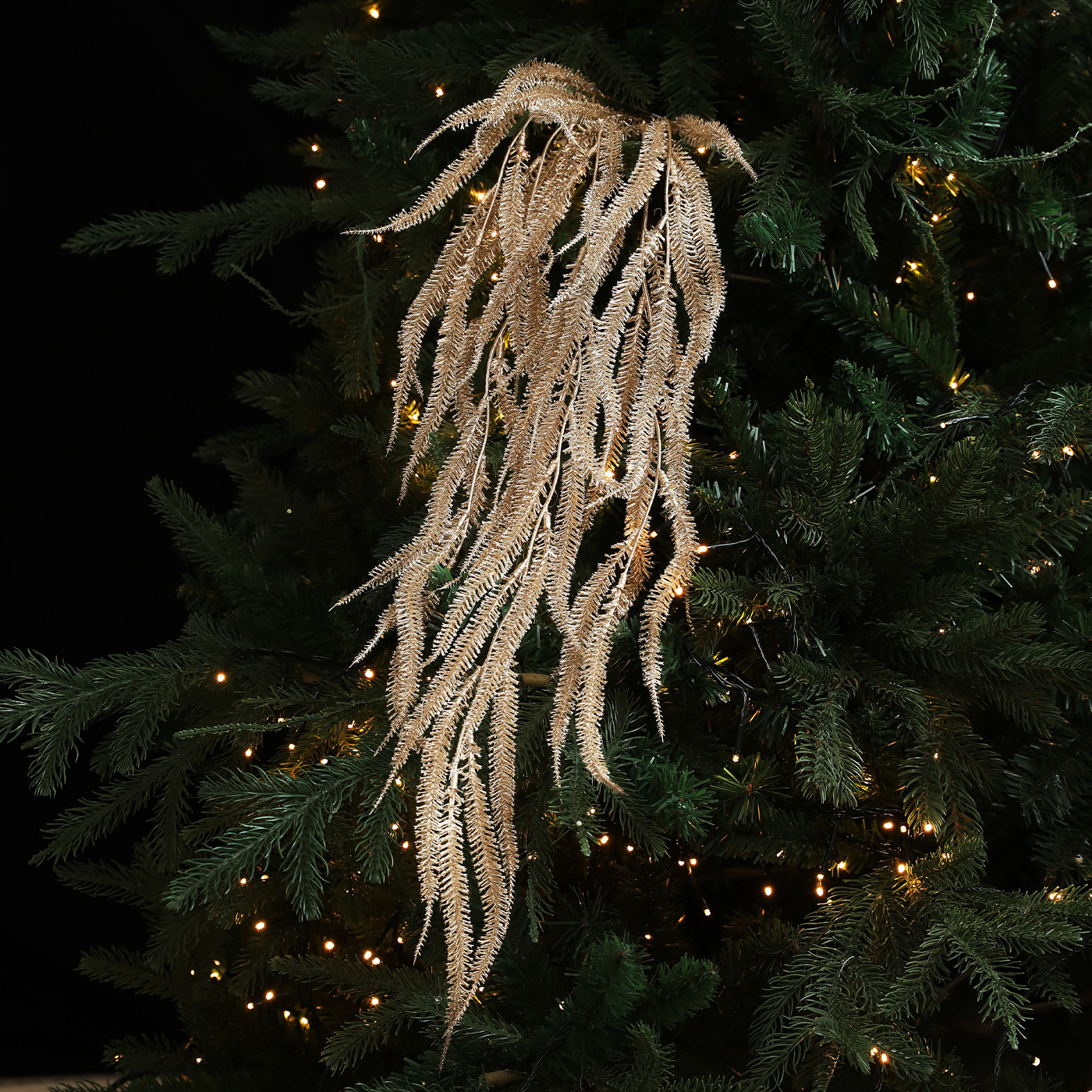 Polvo de viscosidad transfronteriza ramas de sauce colgantes de flores de oro polvo de plástico imitación de hojas decoración de árbol de Navidad