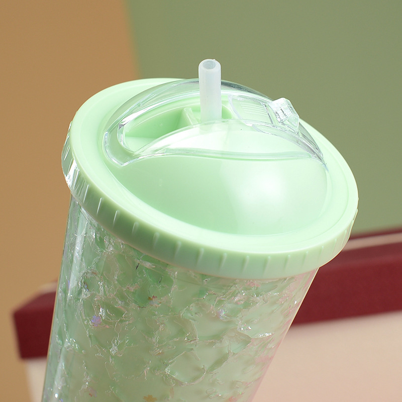 滑盖冰杯双层塑料吸管杯时尚冰酷杯详情10