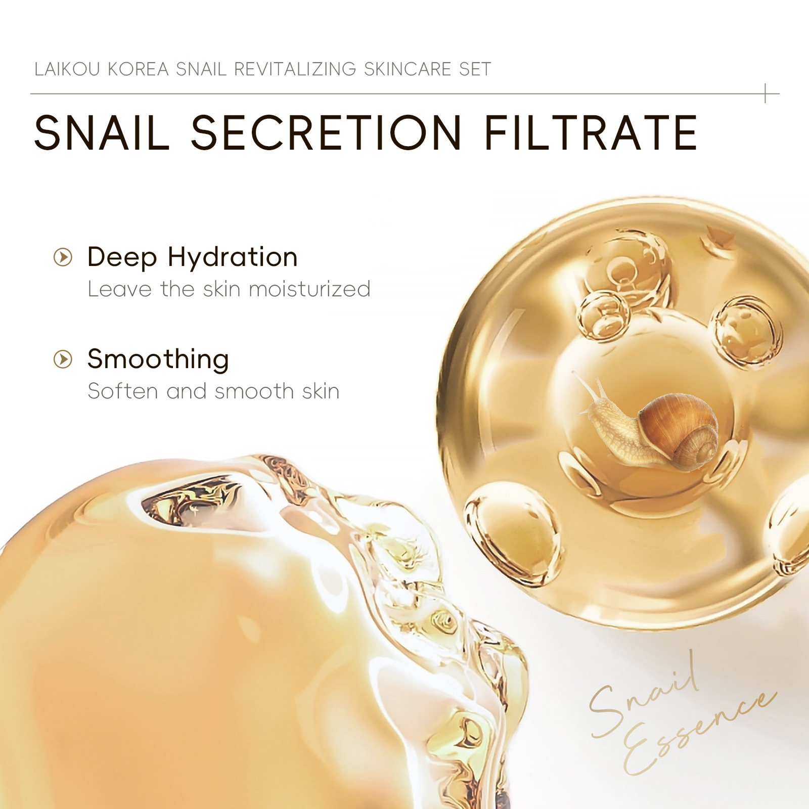 Cross-border new LAIKOU snail skin care five-piece set for facial care to brighten skin tone, manufacturer's skin care products in stock undefined