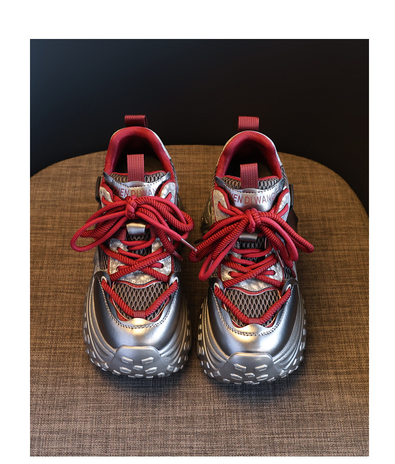 Giày sneaker nữ chunky đế dày tăng chiều cao 11cm phong cách thể thao — Angola Đỏ chi tiết 19