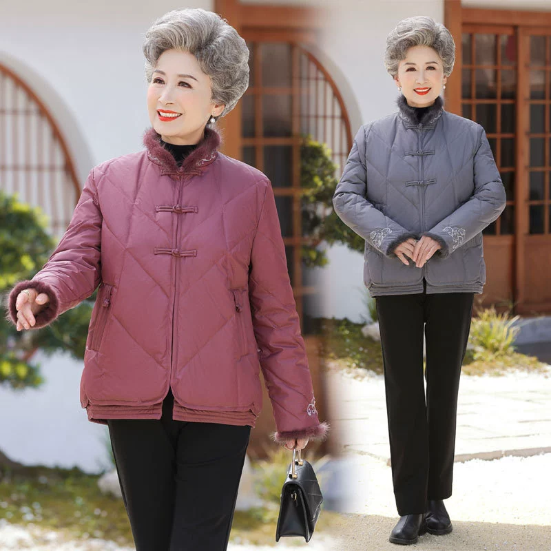 Keep warm down jacket for mother, 70 years, western style