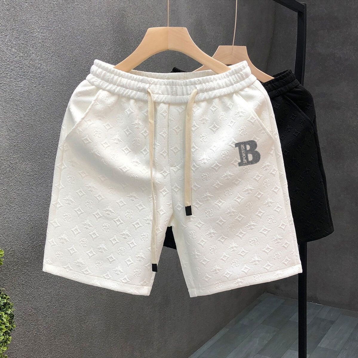 Men's High-End Summer Casual Shorts Trendy Brand Affordable Luxury For Beach Sports And Running Mid Waist Loose Fit Drawstring_viptrois.com