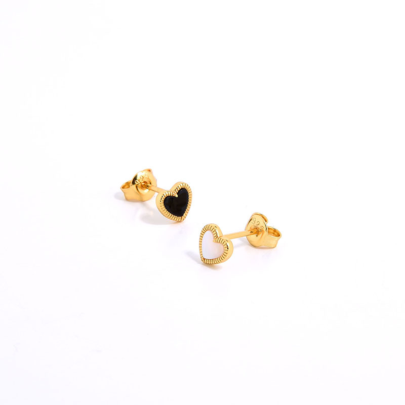 4g Weight 925 Sterling Silver Ear Needle Material Agate, Shell Inlay Material Ear Studs Classification 1 Pair Quantity Holiday, Daily Occasion 925 Sterling Silver Material Heart Shape Pattern Women's Gender Inlay Design Sweet, Simple Style Style 1 Pair 925 Sterling Silver Agate Shell Heart Shape Ear Studs 8