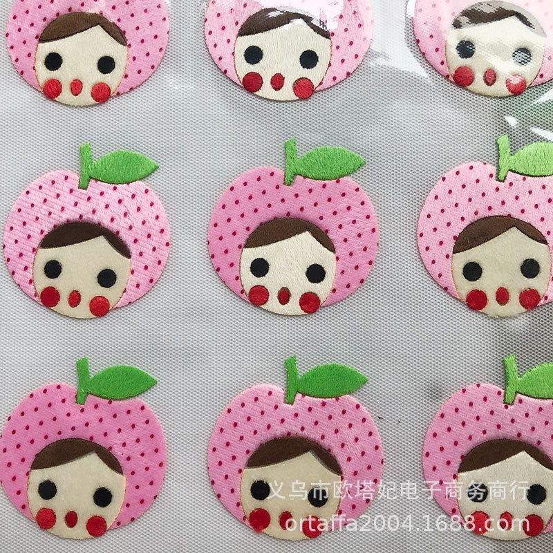 苹果女孩烫图布贴立体烫画熨烫贴diy拼布补丁贴卡通毛衣贴辅料