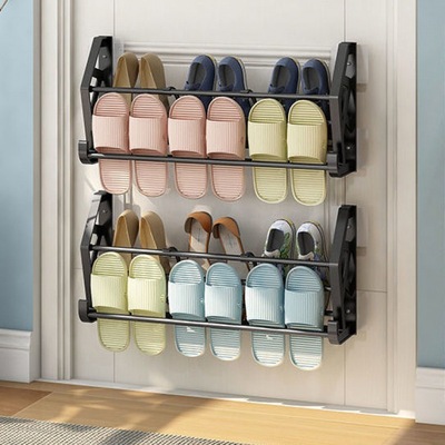 After the door shoe rack Punch holes Wall mounted Doorway Shower Room Slippers rack new pattern household a living room kitchen Storage rack Manufactor