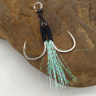 Black Line with Bright Wire Iron Plate Hook, Boat Fishing Hook, Trolling Hook, Sea Fishing Hook, Lure Lead Fish Hook, Barbed Double Hook with Uv Binding