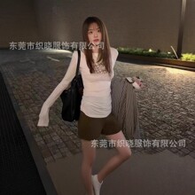秋冬款辣妹基础款直筒高腰针织短裤女修身打底包臀针织热裤潮