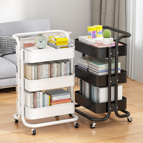 OD59 wholesale bookshelf rack floor-standing multi-layer wheeled trolley desk side reading book storage small