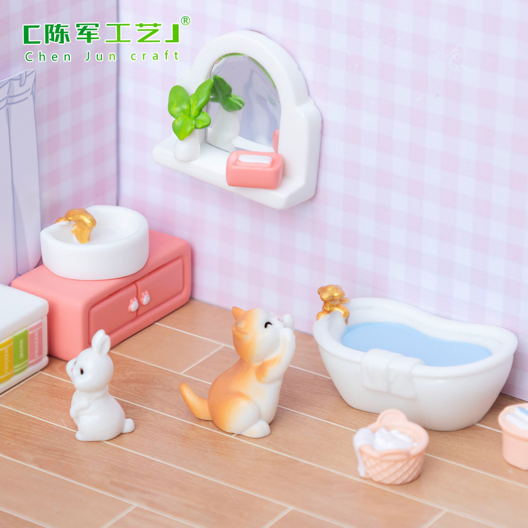 创意微景观卡通浴室马桶浴缸家具 DIY装饰品配件娃娃屋迷你小摆件