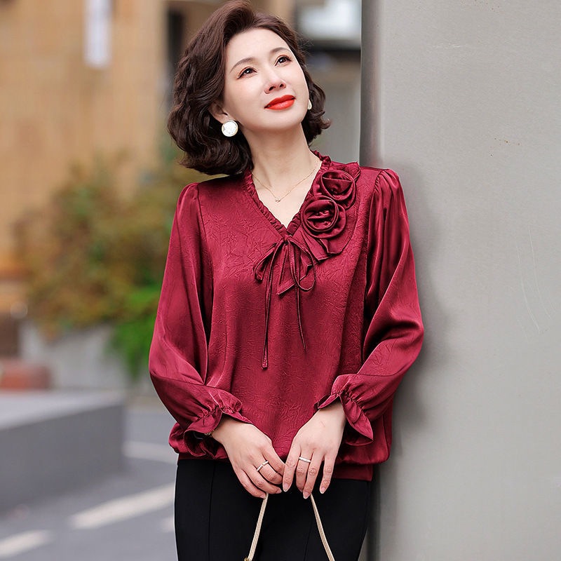 喜婆婆婚宴装妈妈春装衬衫2025新款中老年春秋气质小衫长袖上衣女