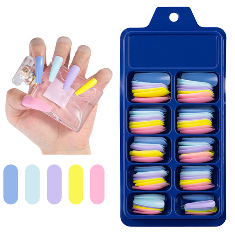 Candy Color Blue Box Full Sticker Wear Long Ballet Fake Nail Solid Color Nail Patch Color Nail
