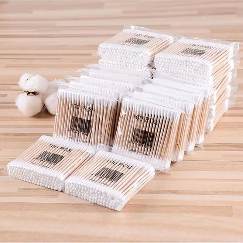 Одноразовый ватный тампон с двумя головками, сумка двойного назначения, Круглый заостренный ватный тампон, палочка для сбора ушей, ватный тампон для макияжа