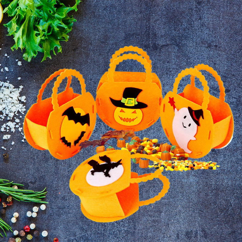 Bolsa de dulces portátil transfronteriza para niños creativos de Halloween Bolsa de regalo no tejida de bricolaje Bolsa de regalo de tela de fieltro tridimensional