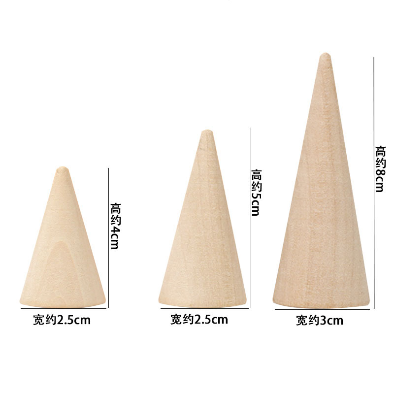Solid Wood Cone Jewelry Holder Ring Storage Display Board Window Display Ornaments display picture 3