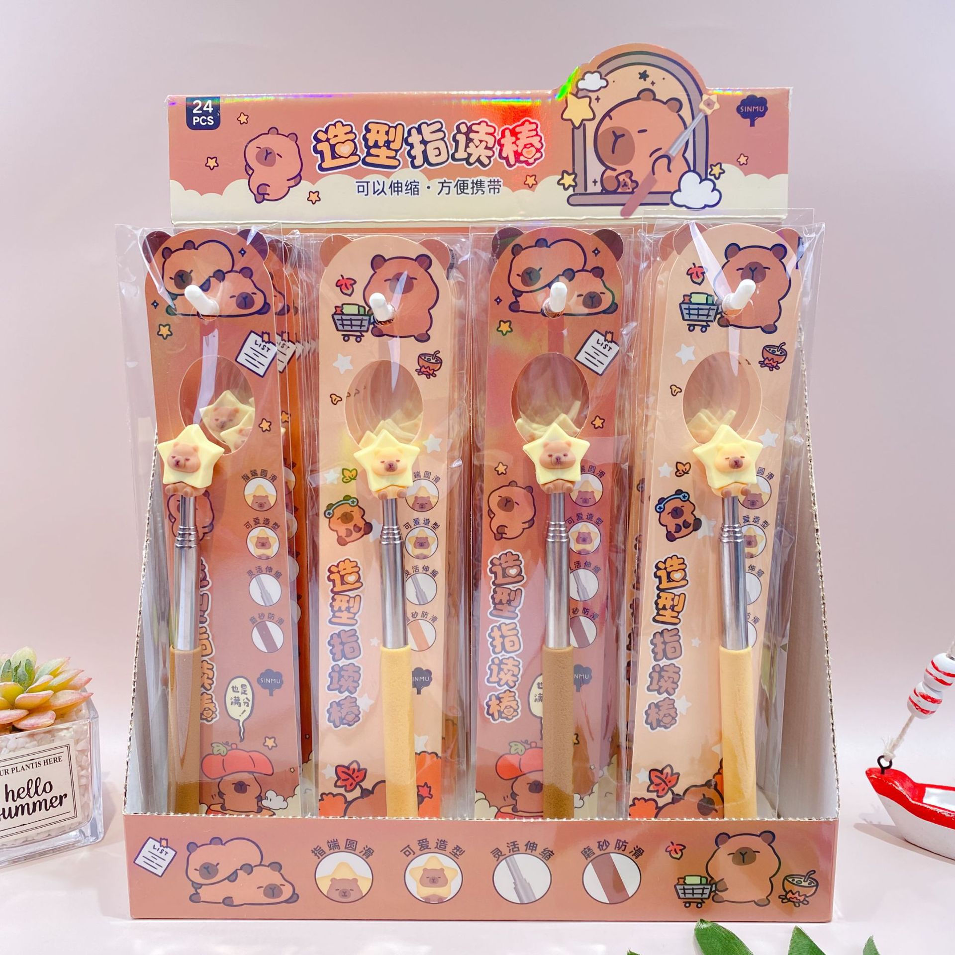 new capabala shape retractable finger reading stick cute cartoon reading finger retractable point reading stick pointer pointer