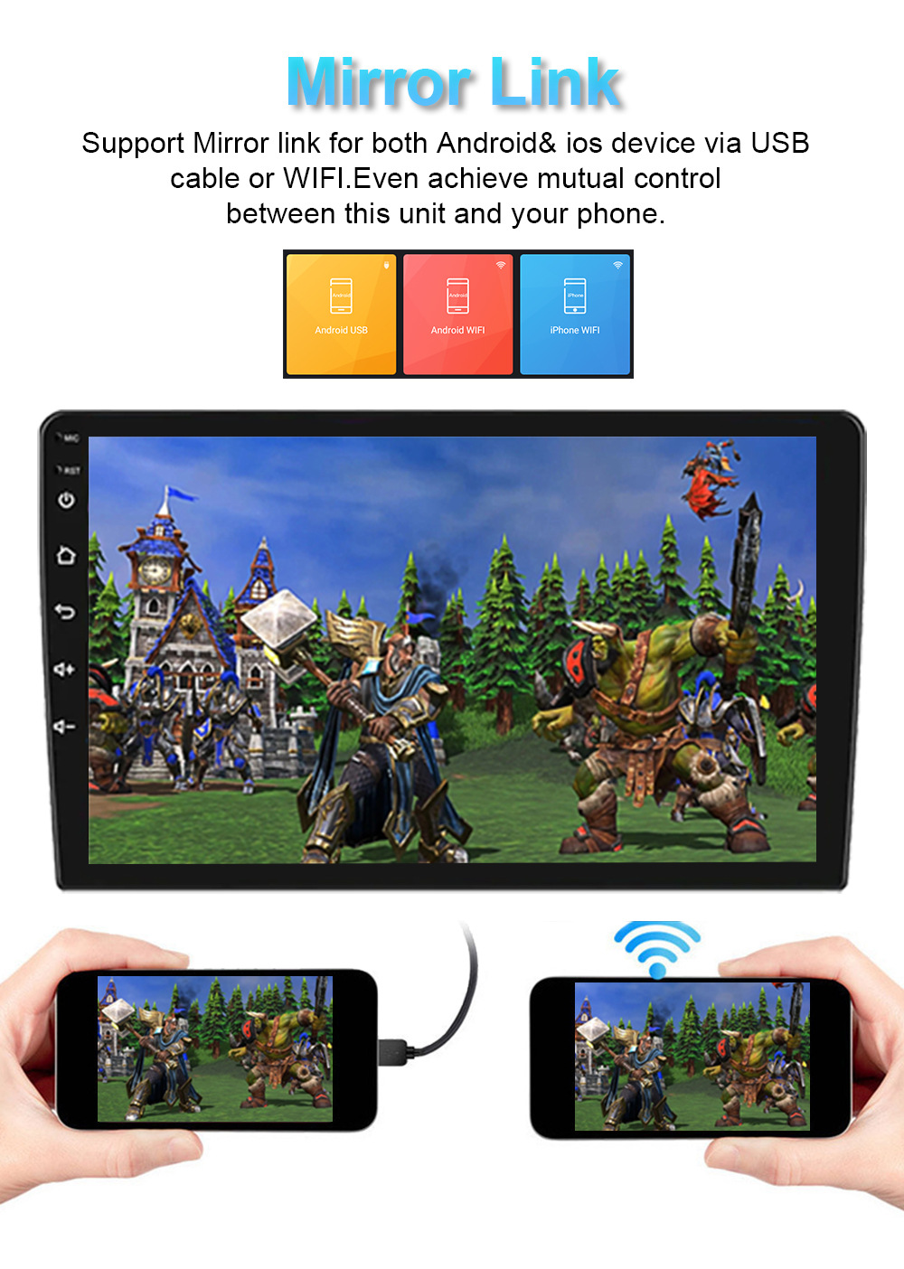 10inch Car Navigation Supports Carplay Built-In Wifi Supports Ahd Input Android Universal Car Display