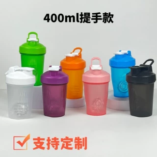 厂家直供代餐粉摇摇杯400ml奶昔杯带刻度塑料杯手提健身运动水杯