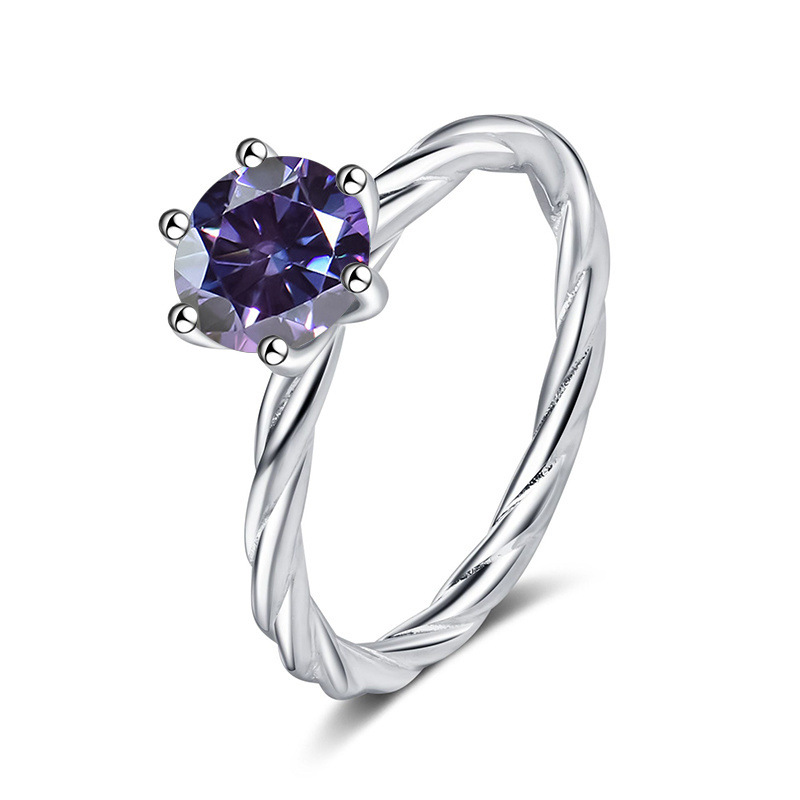 Torsión de pared torcida S925 anillo de plata para mujeres de oro pt950 un quilate D color mosaicita con certificado de prueba de lápiz de diamante