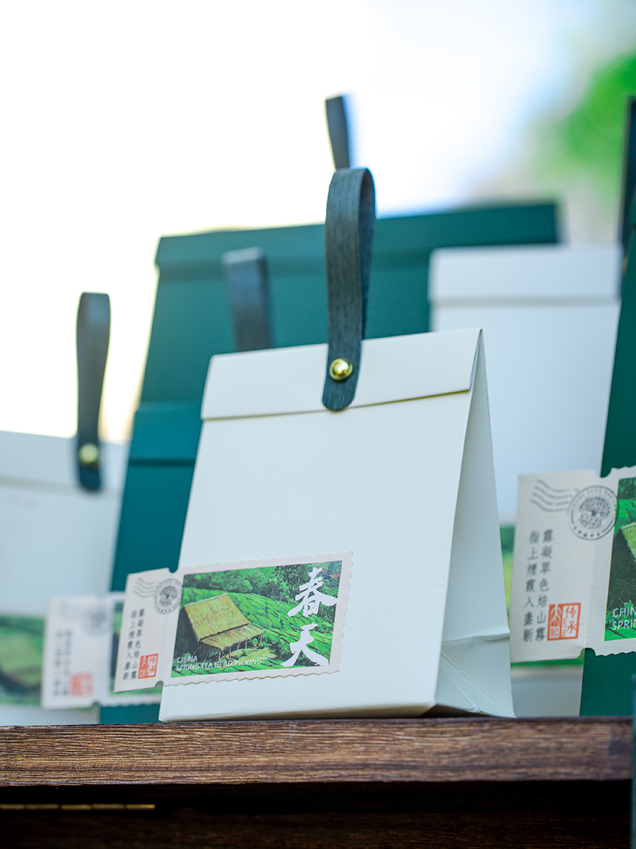 Bolsas de té creativas Longjing Bilu Chun Anji té blanco con bolsas de regalo de mano de origen de té sello caja de cartón simple