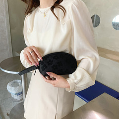 New Large Capacity Shell Handbag Makeup Storage Bag with Flowers Mobile Phone Bag Convenient Hand Held Purse