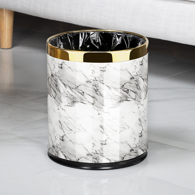 Anillo de oro de doble capa 10l - estampado de mármol blanco