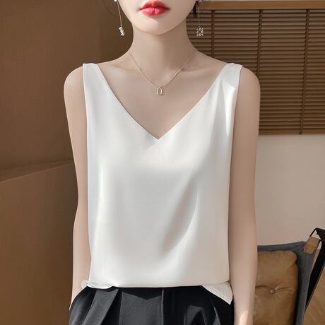 吊带背心女缎面无袖非真丝吊带内搭女打底西装内穿小背心女美背夏