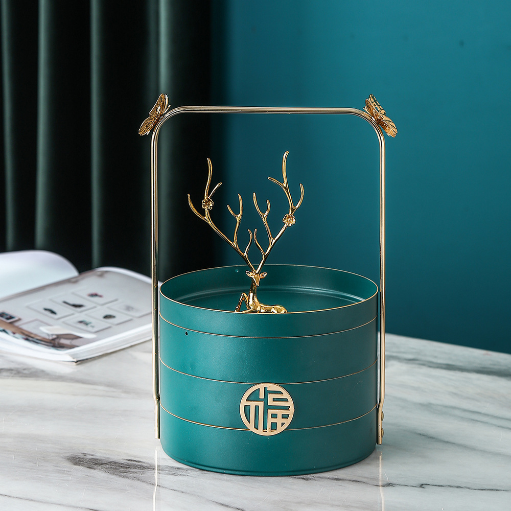 Hogar sala de estar Luz de lujo doble capa compartimiento giratorio fruta seca snack fruta placa té Mesa creativa boda dulces caja de almacenamiento