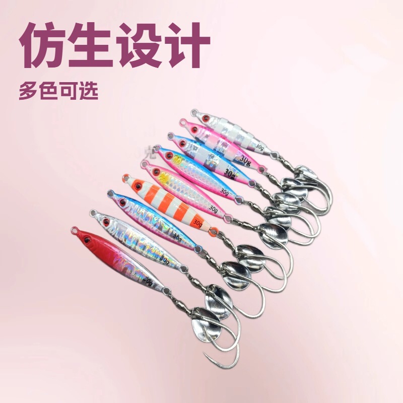 Small Fat Man Sea Fishing Lure Jig Fast Sinking Slow Jigging Jig with Spinner Single Hook Specializes in Bomb Fish and Knife Fish