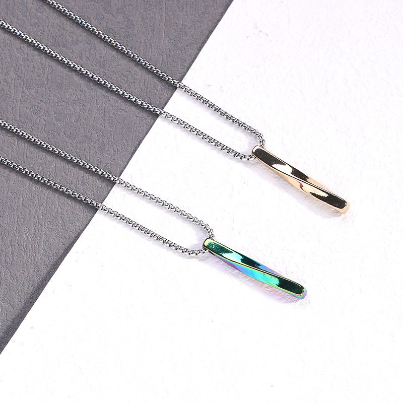 Collana da uomo alla moda con pendente lungo a spirale colorato INS, cool e minimalista, in acciaio al titanio, versatile per coppia_voghion.com