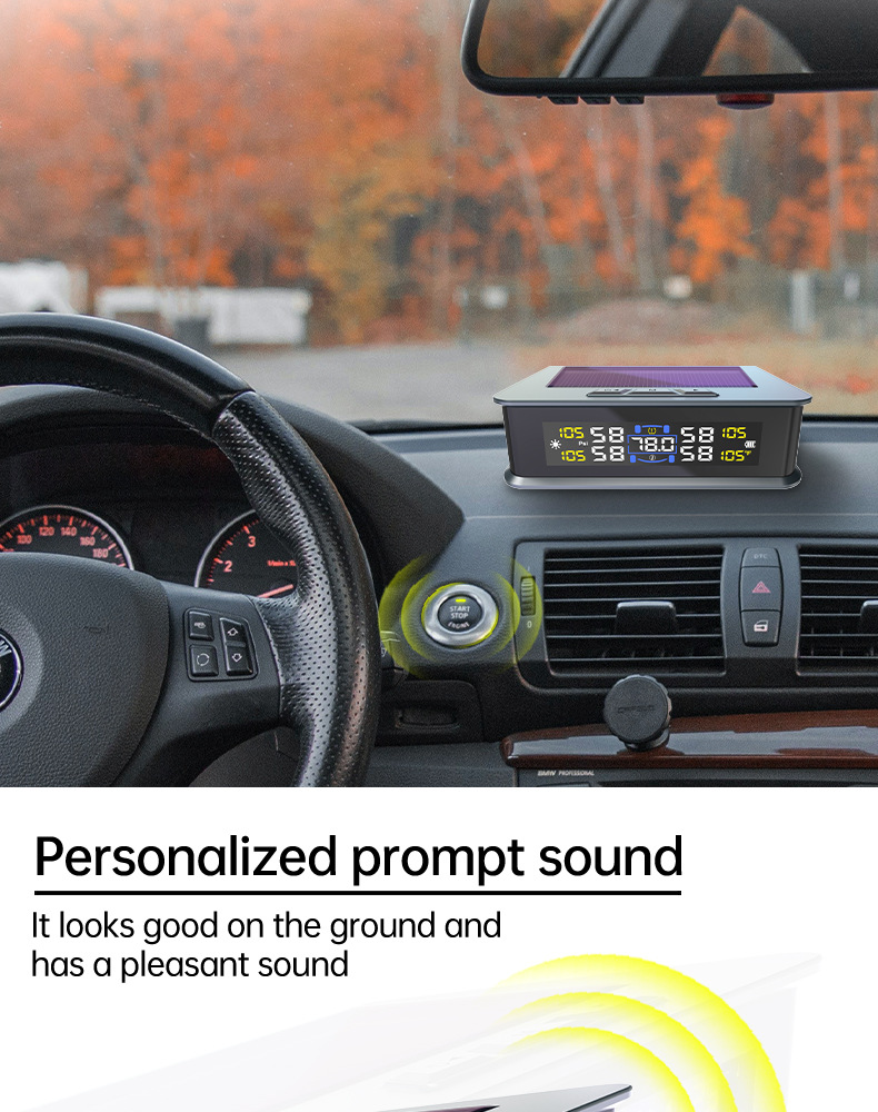 Solar-Powered Tire Pressure Monitoring Tire Pressure Monitor Tpms Tire Pressure Detection Tire Pressure Detector Cross-Border E-Commerce