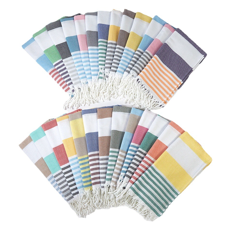 Toalla turca de algodón teñido en hilo, manta de playa de secado rápido con rayas