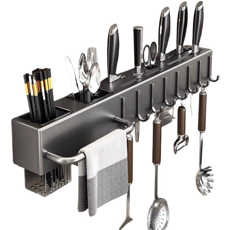 soporte de cuchillo tipo pared sin agujeros de perforación de cocina herramienta de cuchillo de cocina multifuncional palillos