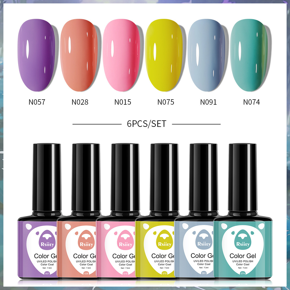 6-color nail polish glue suit popular color painted glossy cat eye UV phototherapy glue for nail salon