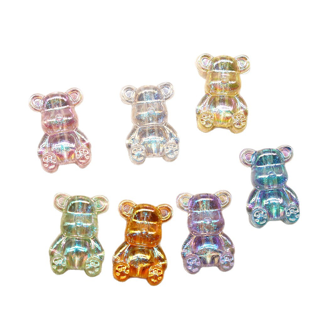 Acrílico transparente color UV agujero vertical doble cara violento osos diy mano cuentas pulsera de cuentas sueltas accesorios