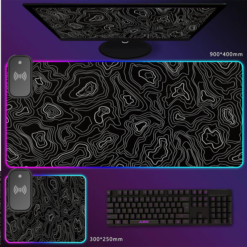 Transfronteriza al por mayor de fábrica nuevo patrón abstracto serie de carga inalámbrica mouse pad color mágico luminoso RGB mouse pad