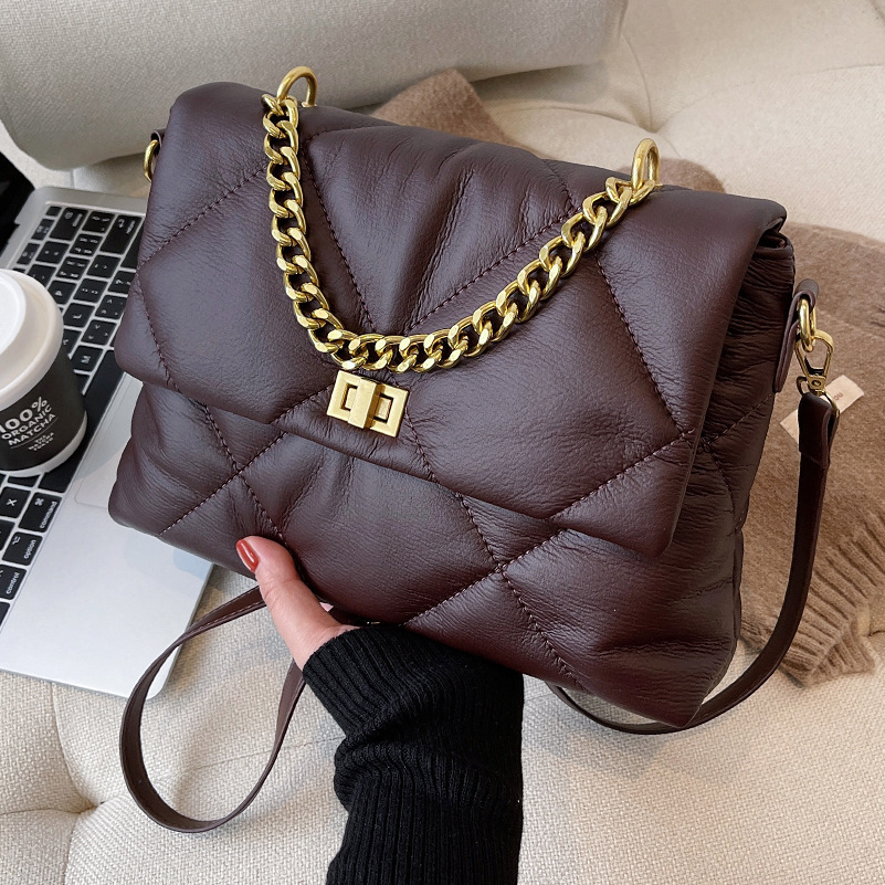 This Year's Popular Texture Bag For Women 2021 New Fashion Autumn And Winter Diamond Lattice Crossbody Bag Soft Leather Autumn And Winter Chain Bag