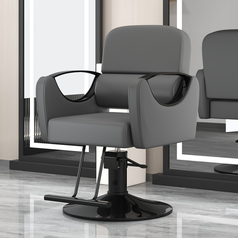 Silla de peluquería para barbería, silla ajustable para cortes y tintes, silla de salón, silla de barbero reclinable de cuero simple.