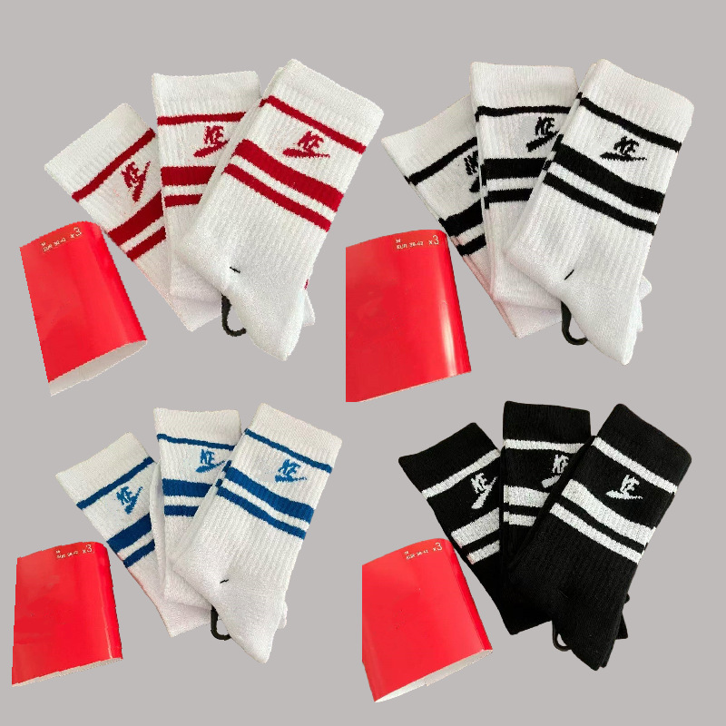 Suwannex High-Tube Socks for Men and Women, Striped Color Label Cotton Socks, Sports All-Season Outdoor Running Long Socks