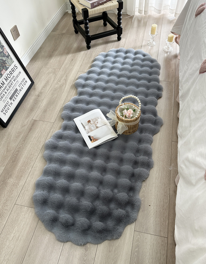 Imitation Rabbit Fur Bedroom Bedside Carpet Girl's Bedside Bubble Plush Floor Mat Bay Window Mat Living Room Coffee Table Sofa Cushion