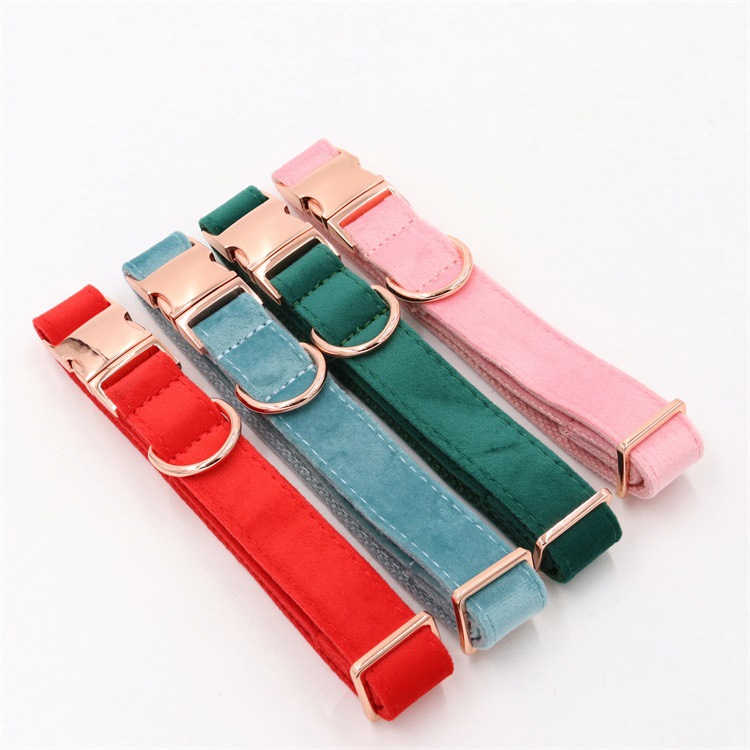 Simple Style Velvet Pet Bow Rose Gold Full Metal Buckle Dog Collar display picture 5