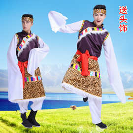 西藏民族舞蹈表演服装少数民族藏族水袖长袖男装藏族舞台演出服饰